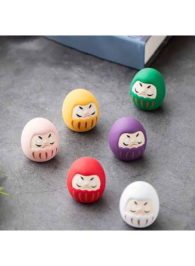 3pcs Pink White Red Japanese Ceramic Daruma Dolls Lucky Wealth Good Fortune Charms - Image 1